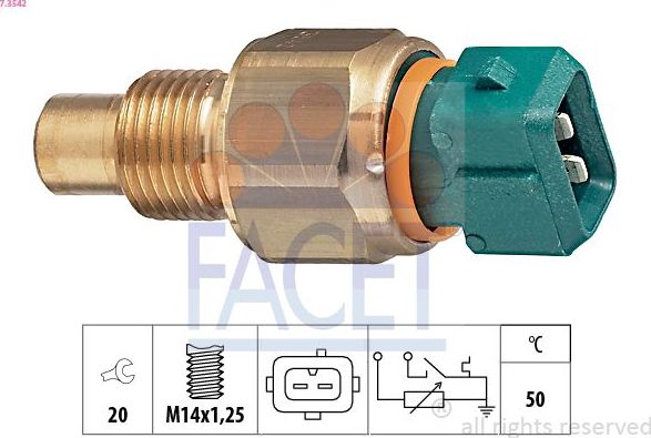 Датчик температуры охлаждающей жидкости Facet Made in Italy - OE Equivalent. Артикул 7.3542