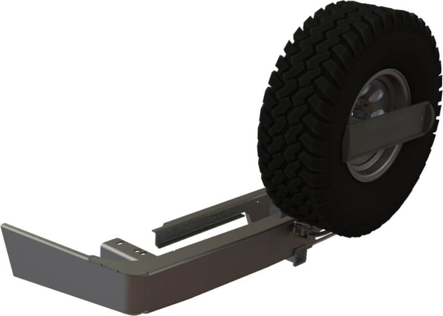 Бампер силовой STC задний для Toyota Land Cruiser 200 2008-2015 с квадратом под фаркоп, площадкой под лебедку, кронштейном крепления запасного колеса по центру, кронштейном крепления гос номера. Артикул STC-TLC200/08-BR-W-C1