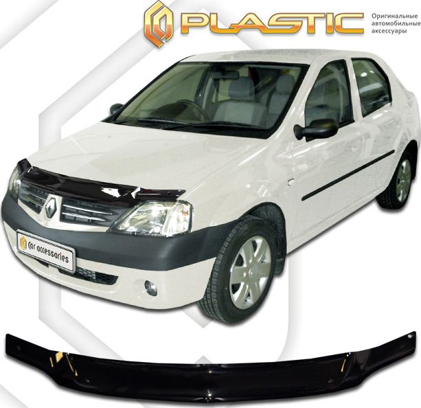 Дефлектор СА Пластик для капота (Classic черный) Renault Logan 2006-2009. Артикул 2010010101022