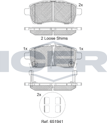 Тормозные колодки Icer передние для Suzuki Ignis III 2016-2026. Артикул 182305