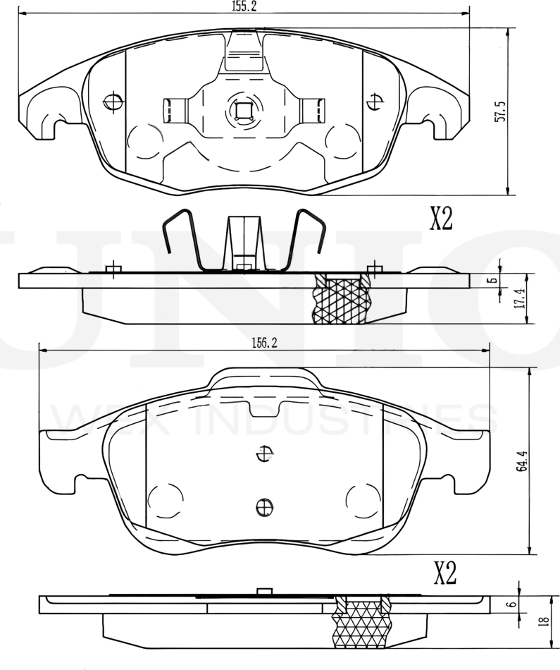 Колодки тормозные дисковые, комплект (Unio). Артикул BRP-20124
