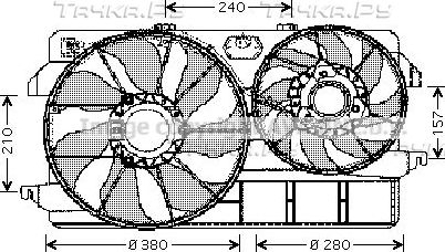 Вентилятор радиатора двигателя AVA для Ford Tourneo Connect I 2002-2007. Артикул FD7535