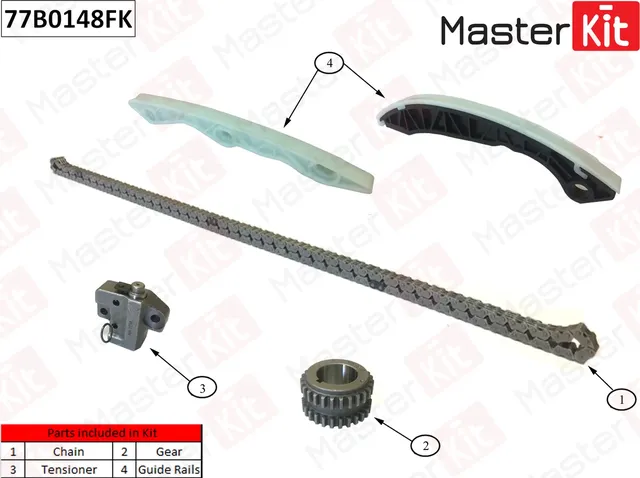 77B0148FK Комплект цепи ГРМ MITSUBISHI Lancer X/Outlander 2.0 i 4B11 10- (Master KIT) Master KIT. Артикул 77b0148fk