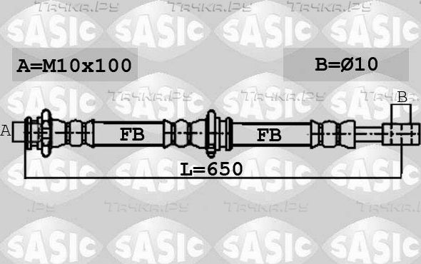 Тормозной шланг Sasic задний правый для Nissan Primera P12 2002-2008. Артикул 6606253