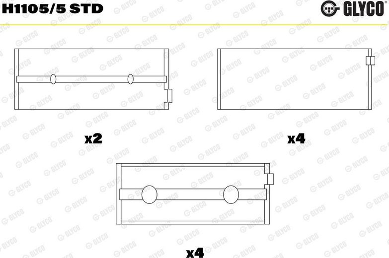 Вкладыши коренные Glyco. Артикул H1105/5 STD