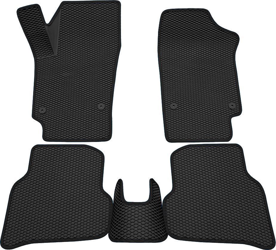 Коврики Rezkon 3D EVA Ромб резиновые для салона Volkswagen Polo V 2009-2020 Черный кант. Артикул 9235020101