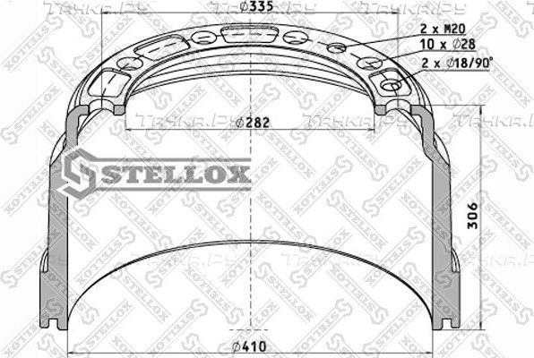 Тормозной барабан Stellox задний для Volvo  F16 1988-1994. Артикул 85-00176-SX