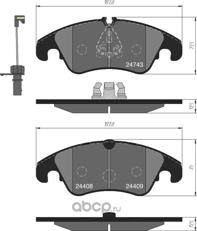 Колодки тормозные дисковые передние к-т AUDI A4/A4 ALLROAD/A5/Q5 1.8-3.2 07- (Kotl). Артикул 1768kt