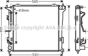 Радиатор охлаждения двигателя AVA. Артикул HY2182