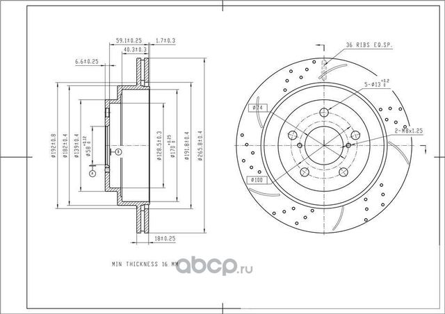 Диск тормозной AVANTECH задний левый (перфорированный). Артикул BR1804S
