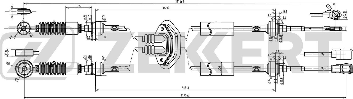 Трос переключения передач КПП Zekkert. Артикул BZ-1386