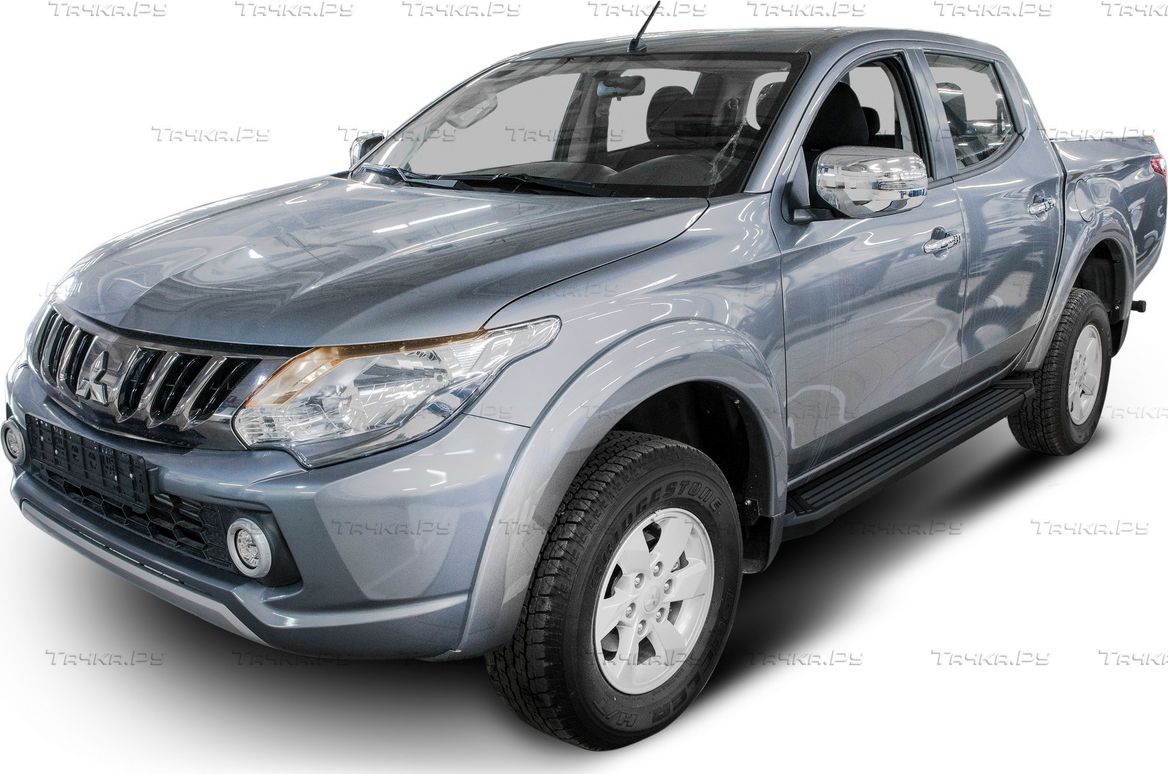 Пороги алюминиевые Rival Black для Mitsubishi L200 IV 2006-2015. Артикул F193ALB.4003.1