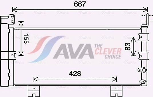 Радиатор кондиционера (конденсатор) AVA (алюминий). Артикул TO5728D