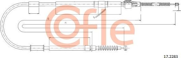 Трос ручника (тросик ручного тормоза) Cofle задний правый для Mitsubishi L200 III 1996-2007. Артикул 92.17.2283