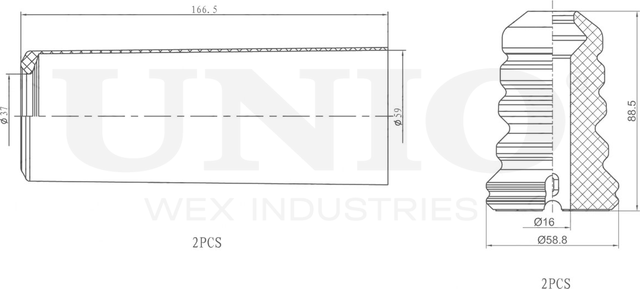 Отбойник и пыльник амортизатора, комплект (Unio). Артикул DUC-50064