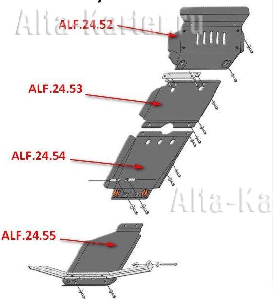 Защита Alfeco для КПП Toyota Fortuner I 2012-2015. Артикул ALF.24.54