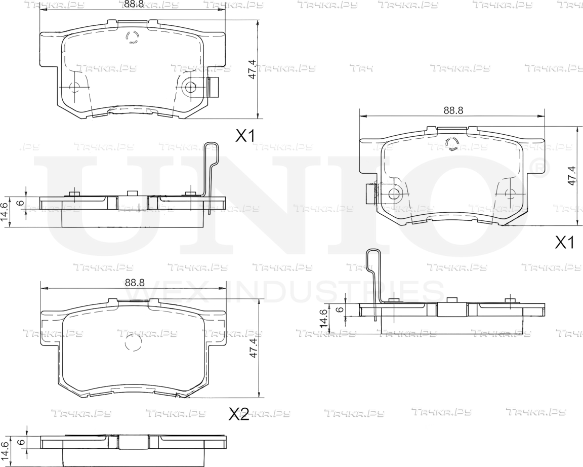 Колодки тормозные дисковые, комплект (Unio). Артикул BRP-20236