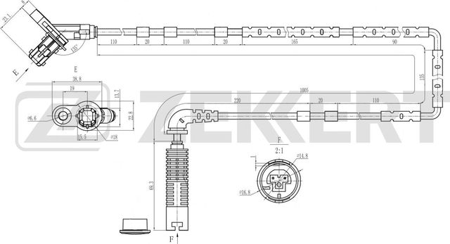 Датчик ABS Zekkert передний/задний для BMW 3 IV (E46) 1997-2006. Артикул SE-6208