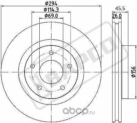Тормозные диски передн.вентил. BD0044 (Bapco). Артикул BD0044