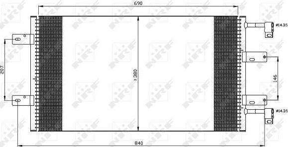 Радиатор кондиционера (конденсатор) NRF (алюминий). Артикул 35505