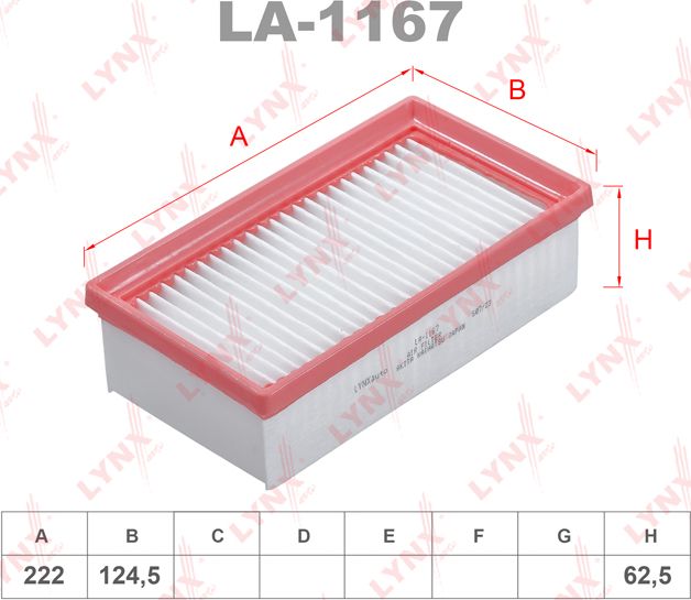 Воздушный фильтр LYNXauto. Артикул LA-1167