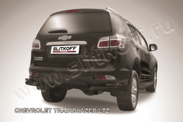 Защита Slitkoff задняя d76/42 уголки двойные ЧЕРНАЯ матовая для Chevrolet TrailBlazer II 2012-2016. Артикул CHTB12-014B