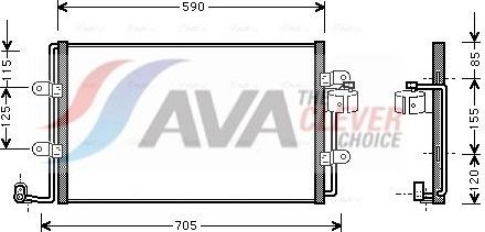 Радиатор кондиционера (конденсатор) AVA (алюминий). Артикул VN5176