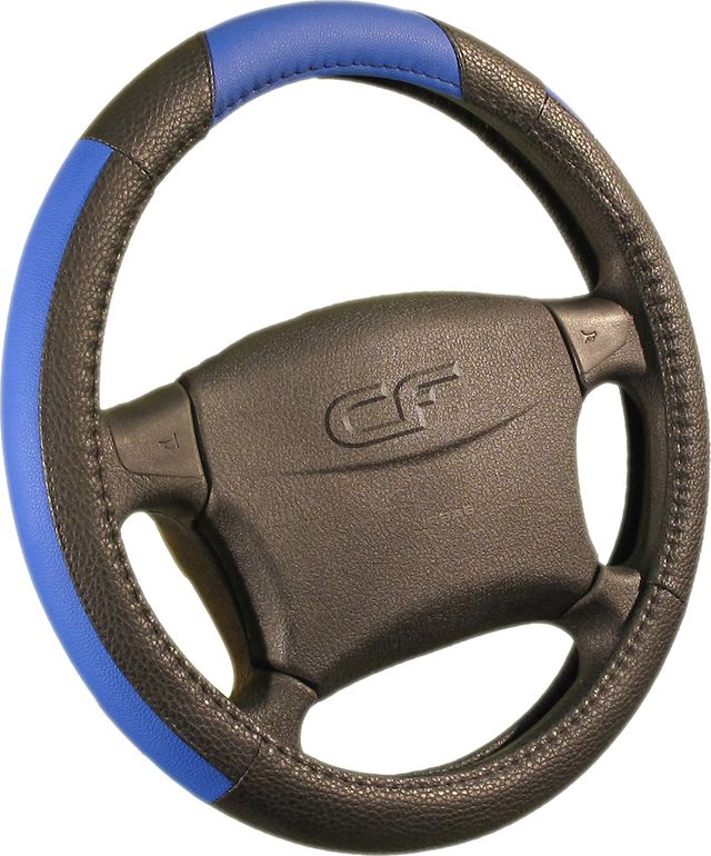 Оплётка на руль CarFashion Buffalo (размер M, экокожа, цвет ЧЕРНЫЙ/СИНИЙ). Артикул 31176