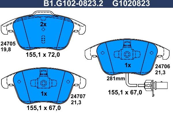 Тормозные колодки Galfer. Артикул B1.G102-0823.2
