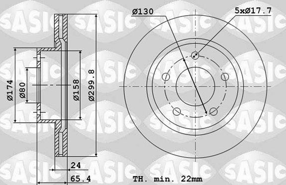 Тормозной диск Sasic. Артикул 2464Y34J
