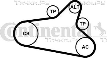 Приводной ремень поликлиновой с роликами (комплект) ContiTech для Citroen C4 I 2010-2013. Артикул 6PK1020 EXTRA K1