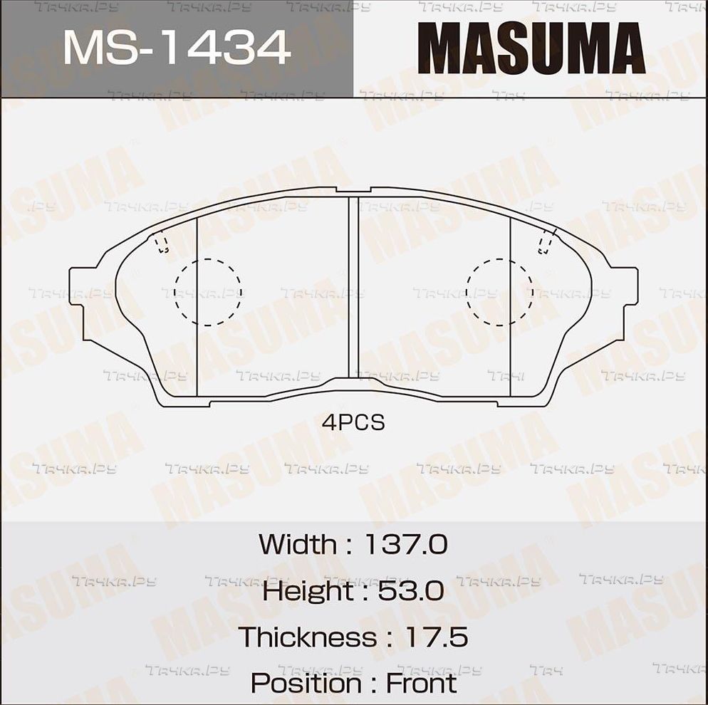Тормозные колодки Masuma передние для Toyota Cresta V (X100) 1996-2001. Артикул MS-1434