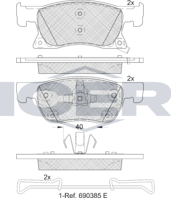 Тормозные колодки Icer передние для Opel Astra K 2015-2026. Артикул 182246