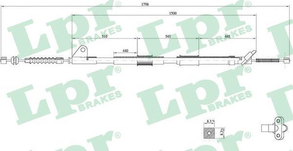 Трос ручника (тросик ручного тормоза) LPR. Артикул C0857B