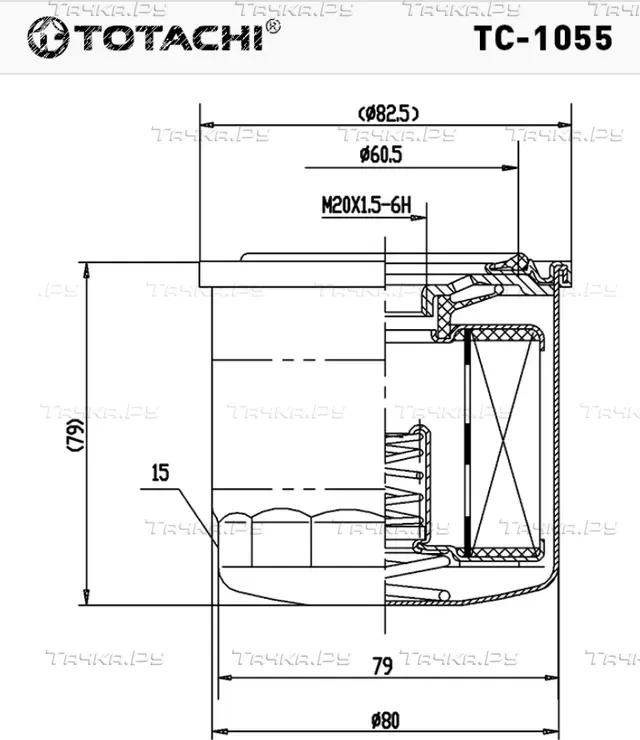 ТОТАЧИ Фильтр масляный TC-1055 C-307 MD001445 MANN W 712/18, W 811/80 (Totachi). Артикул TC1055