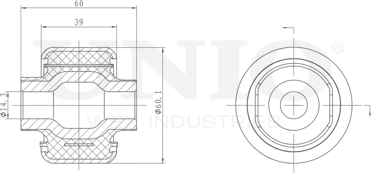 Сайлентблок рычага подвески (Unio). Артикул RMP-20110