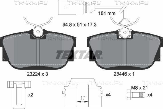 Тормозные колодки Textar Q+ задние для Volkswagen Transporter T4 1996-2003. Артикул 2322416