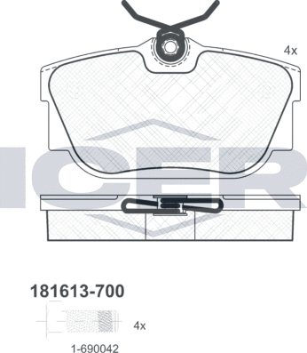 Тормозные колодки Icer. Артикул 181613-700