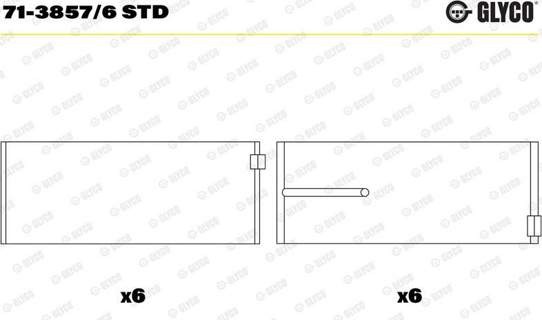 Вкладыши шатунные Glyco для Mercedes-Benz E-Класс III (W211, S211) 2002-2009. Артикул 71-3857/6 STD