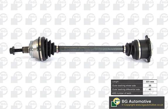 Полуось (привод в сборе, приводной вал) BGA. Артикул DS9621LA