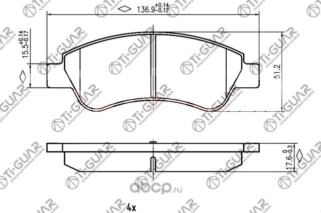 Тормозные колодки (TI-Guar). Артикул TG1472C