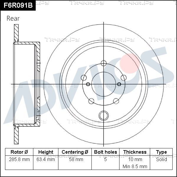 Тормозной диск Advics для Toyota GT86 I 2012-2026. Артикул F6R091B