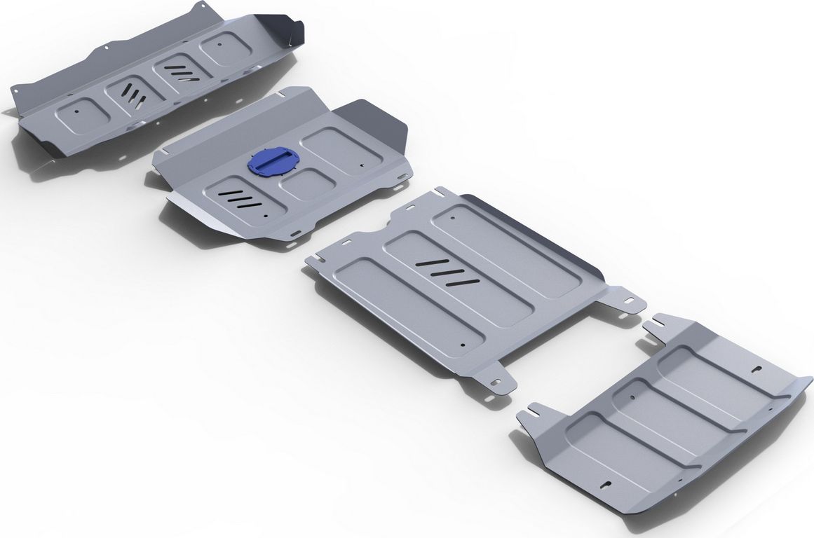 Защита алюминиевая Rival для радиатора, картера, КПП и РК Toyota Fortuner II 4WD 2015-2026. Артикул K333.5770.1