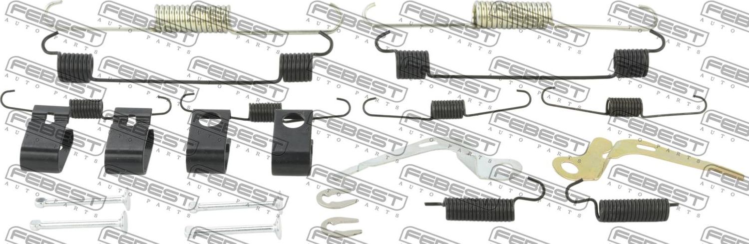 Монтажный комплект барабанных колодок Febest. Артикул 0704-JB625-KIT