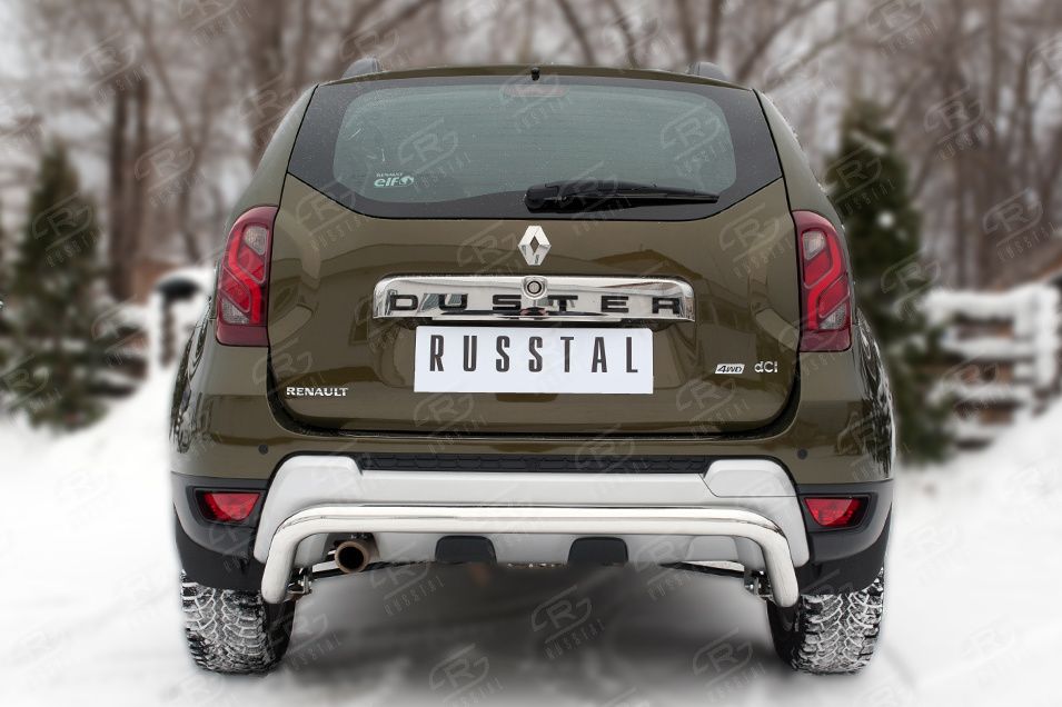 Защита RusStal заднего бампера d63 (волна) для Renault Duster I рестайлинг 2015-2020. Артикул RDZ-002188