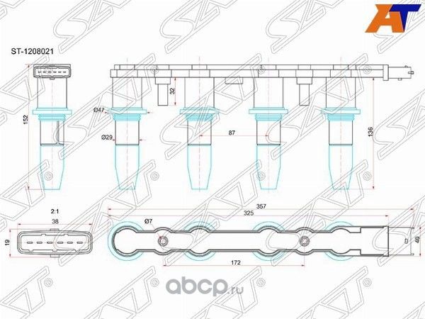 Катушка зажигания OPEL ASTRAHG 98-10CORSA D 04- (SAT). Артикул ST1208021