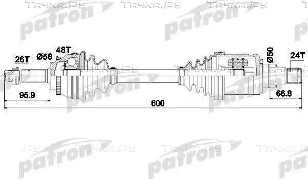 Полуось (привод в сборе, приводной вал) Patron. Артикул PDS0437