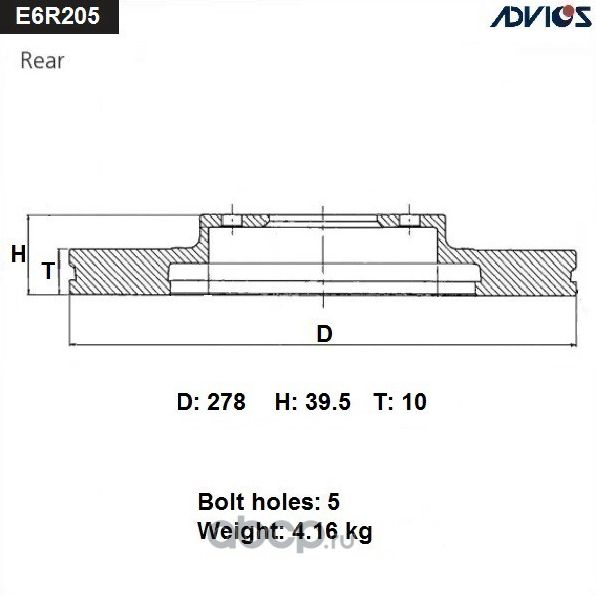 Тормозной диск Advics. Артикул E6R205B