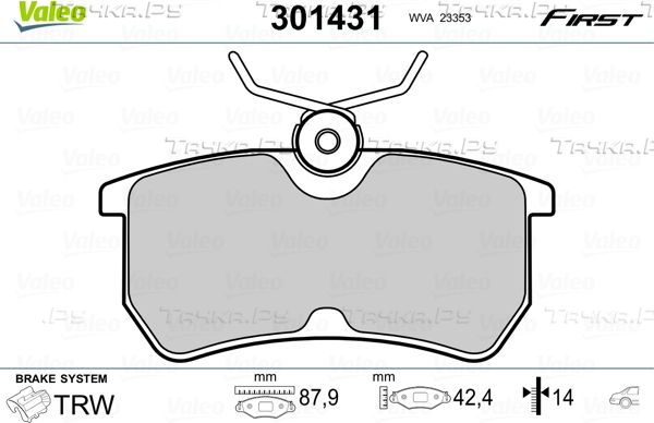 Тормозные колодки Valeo First задние для Ford Fiesta V 2005-2008. Артикул 301431