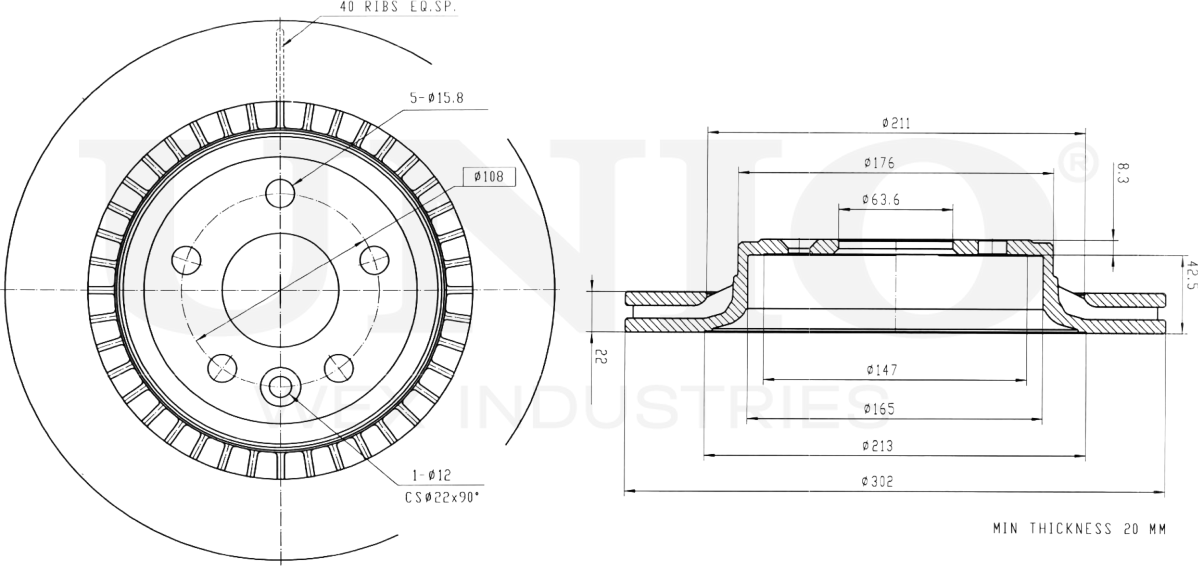 Диск тормозной (Unio). Артикул BRD-20367
